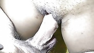 Black and white couple close up creampie