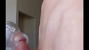 Japanese guy&#'s shaved penis masturbation using silicon hole and electric massager! Please watch my cumshot! No.21
