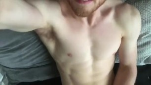 Sexy Redhead Strokes his Fat Cock