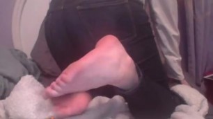 College Blonde Girl Shows her Feet and Tickles them on Omegle
