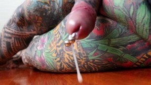 Jacques Cums on the Floor from his Pierced and Tattooed Cock