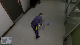 Grand Theft Auto V - MICHAEL MOPPING THE FLOOR AT ULTRA SETTINGS