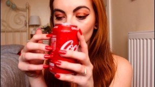Asmr Cola can Fingernail Tapping with Long Red Nails