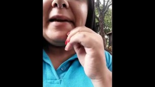 BBW Brazilian Fondling her Tits in Public