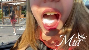 Cum in Mouth Blowjob at Public Parking! Mia ♡